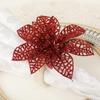 Christmas Napkin Rings Red Flower Towel Buckle Napkin Buckle Natural Jute Napkin Holder Wedding Party Christmas Table Decor