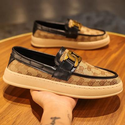 Wiosenne Nowe Buty Męskie Płócienne Buty Casualowe Modny Nadruk Metalowy Guzik Płaskie Buty Skateboardowe Młodzieżowe Modne Wsuwane Mokasyny