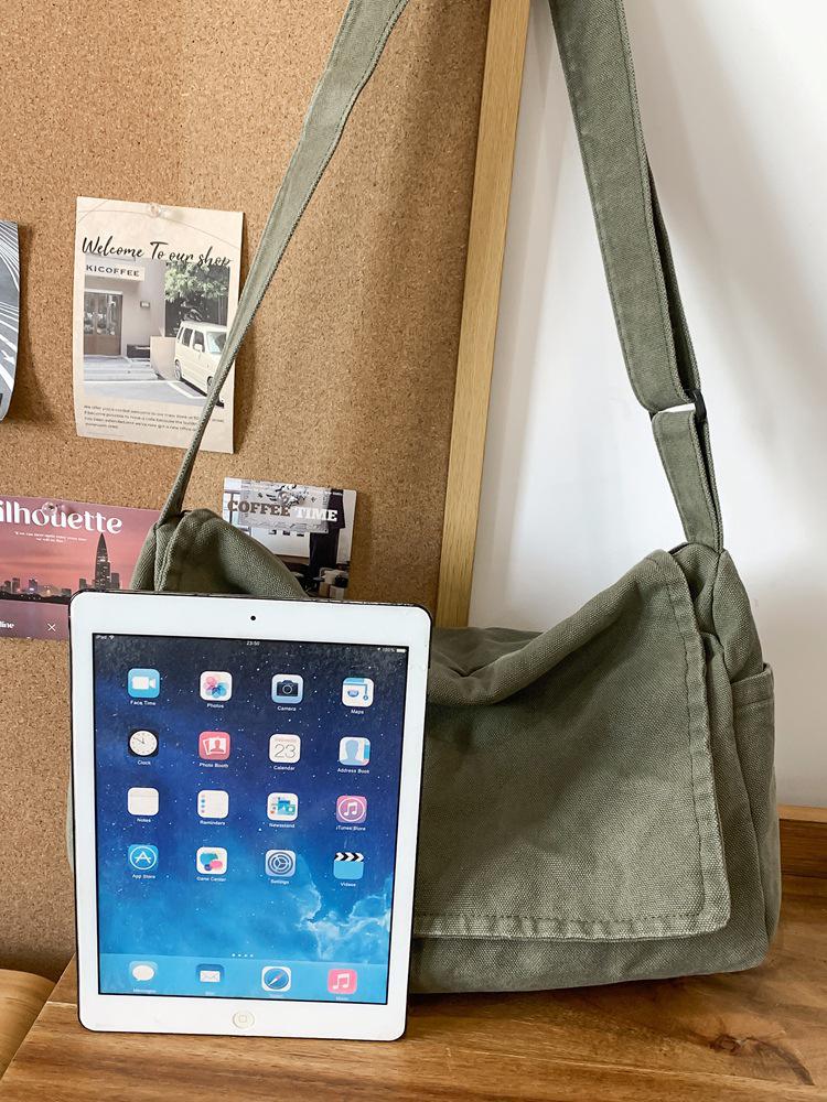 Grand sac bandoulière en toile pour femmes: Style Rétro Japonais, Sac à Dos Polyvalent pour Étudiants