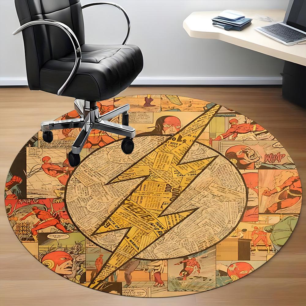 1pc Flash Comics Office Round Area Rug, Under Office Chairs Bedroom Living Room Home Decor, Room Deco, Available in Various Sizes