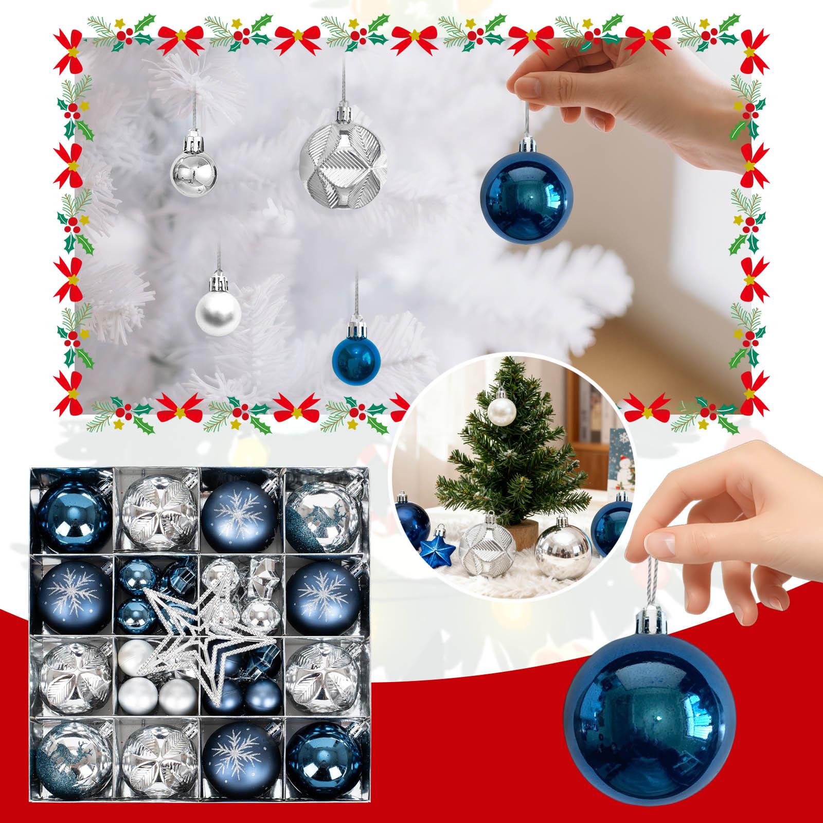 

Набор из 45 елочных украшений, темно-синие и небьющиеся сферы и звезды, подходит для украшения елки и для настольных украшений. One Size