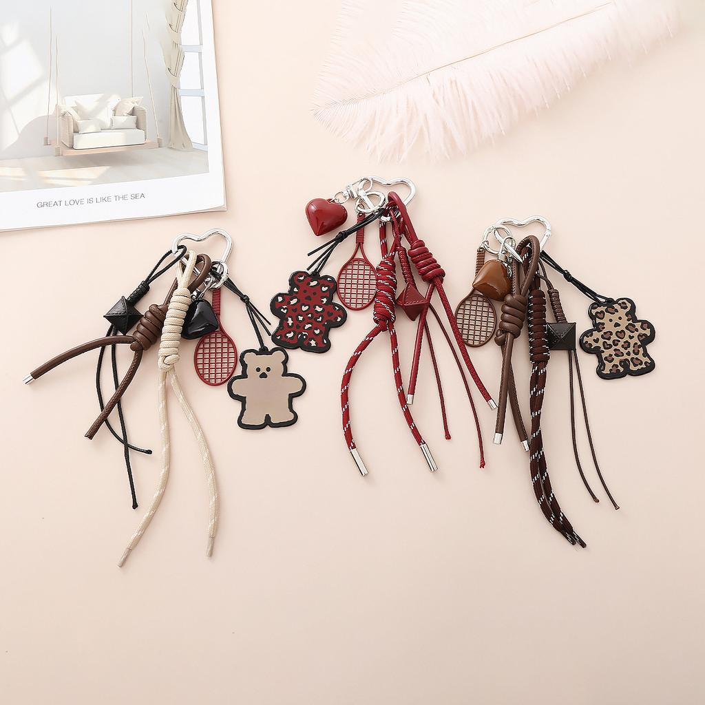 Little Bear Pendant Cute Woven Rope Tennis Racket DIY Accessories Bag Hanging Piece Gift A235 Bag Charm