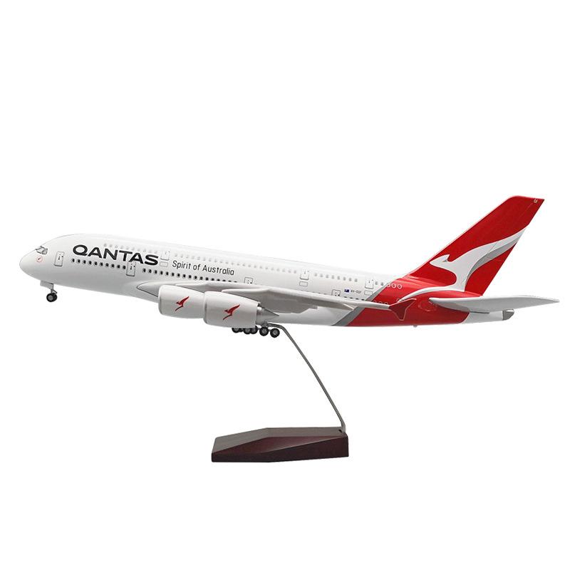 Airbus A380 Australian Airlines model aircraft with illuminated landing gear display, civil aviation aircraft model