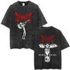 Gewaschenes Vintage Rockband Mayhem Doppelseitiger Druck T-Shirt Herren Damen Death Black Metal T-Shirts Männlich Retro Gothic Punk T-Shirts