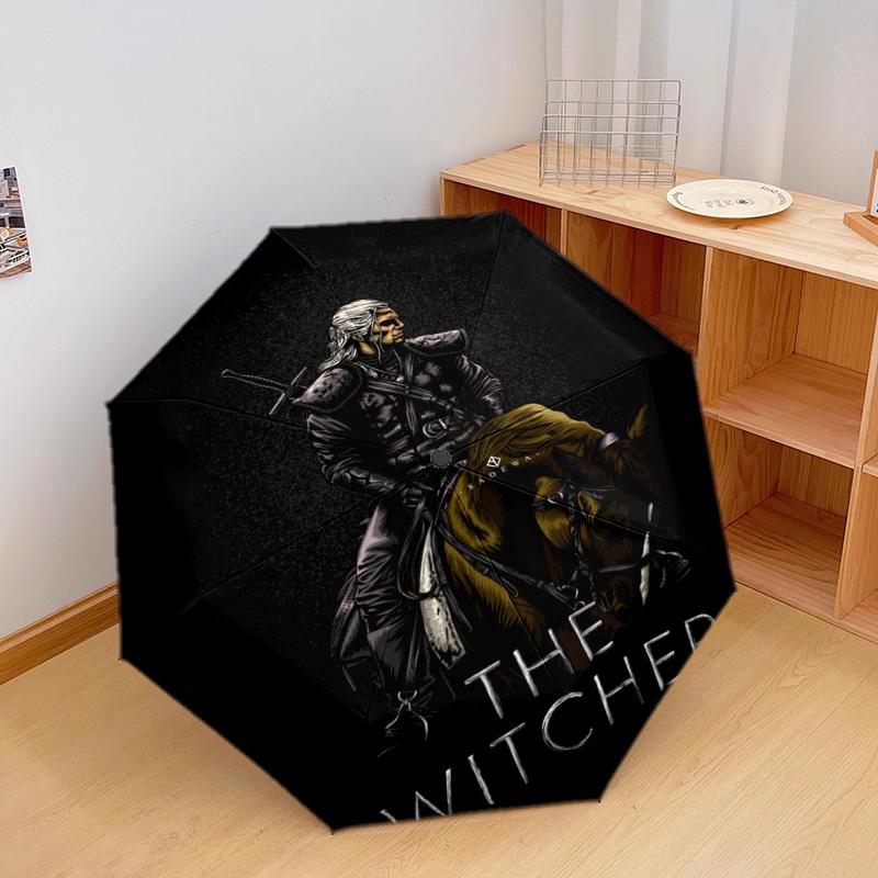 Witcher: Dark Warrior Automatic Umbrella - Suitable Travel Outdoor Portable Umbrella Birthday Gift Daily Essentials