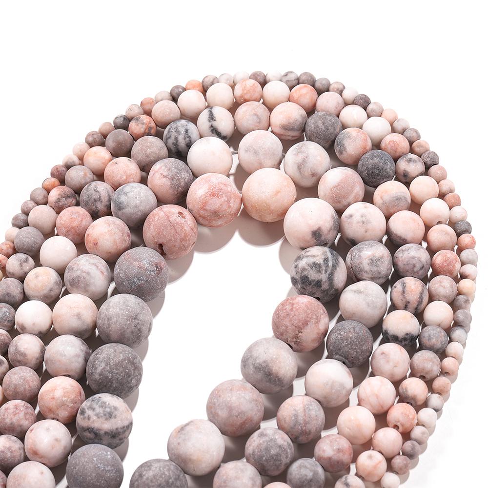 1Strand/Lot Natural Stone Matte Pink Beads 4/6/8/10/12mm Round Loose Beads for DIY Bracelet Necklace Jewelry Making Supplies