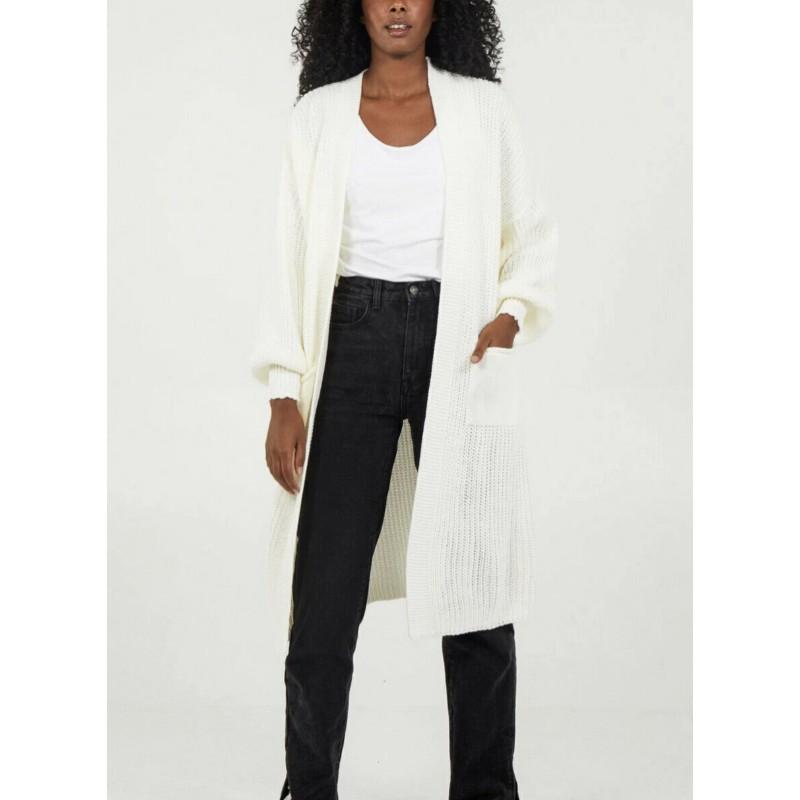 Übergroßer Strick-Cardigan-Pullover mit langen Ärmeln für Damen, Winter, lockere Passform, Übergröße, V-Ausschnitt, offene Vorderseite, langer Mantel