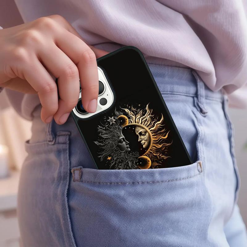 Indian Hand Holding Sun Moon Face Couple Phone Case For iPhone 17 Air 15 16e 14 13 Pro Max Coque 12 11 Pro Max PLUS Cover