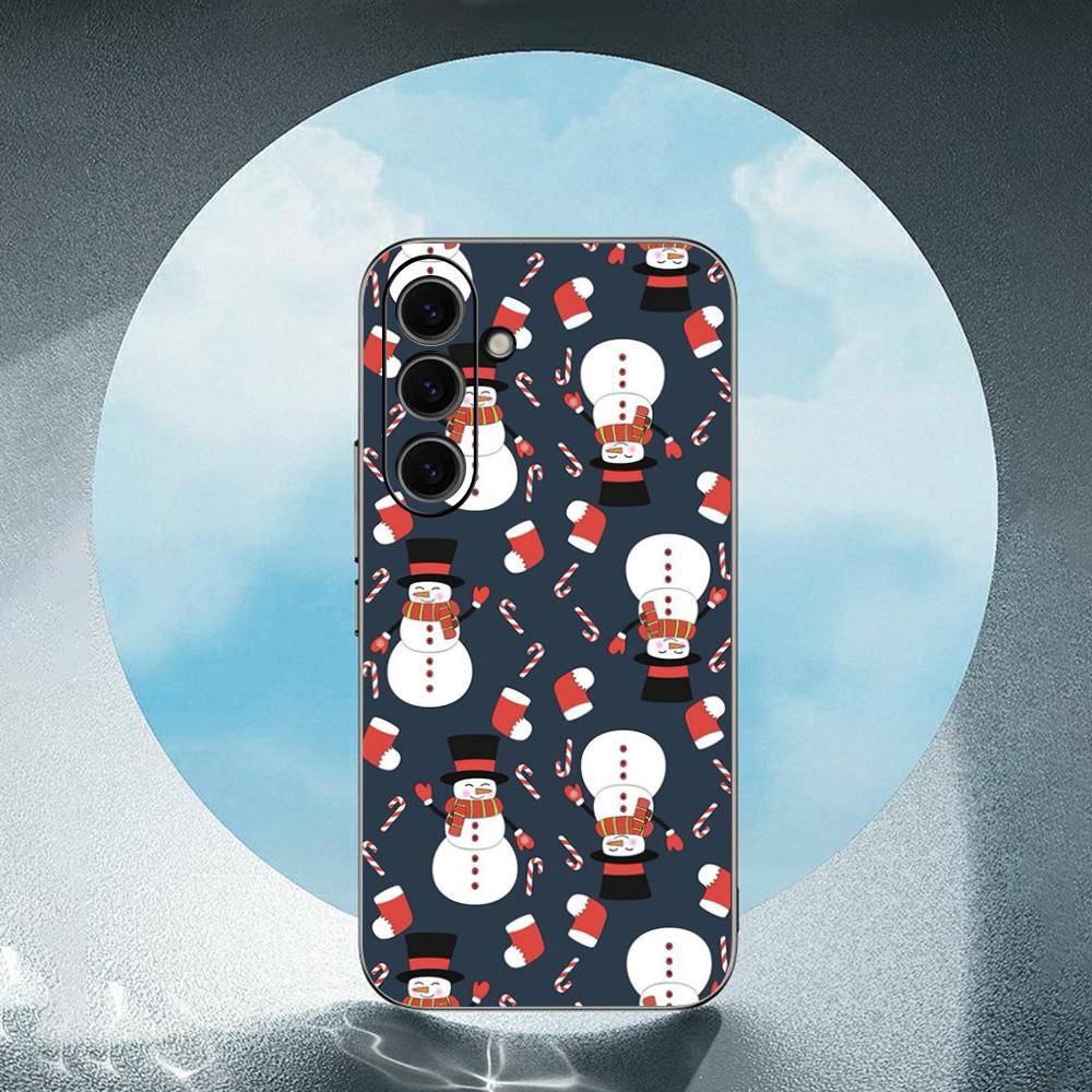Candy Canes For Samsung Galaxy S25 S24 S23 Ultra S22 S21 Plus S20 Black Soft Silicone Protective Case