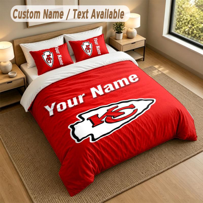 Bettwäsche-Set 1 Bettbezug 2 Kissenbezüge Kansas City Chiefs Druck Weiche Bettwäsche Schlafzimmerdekoration