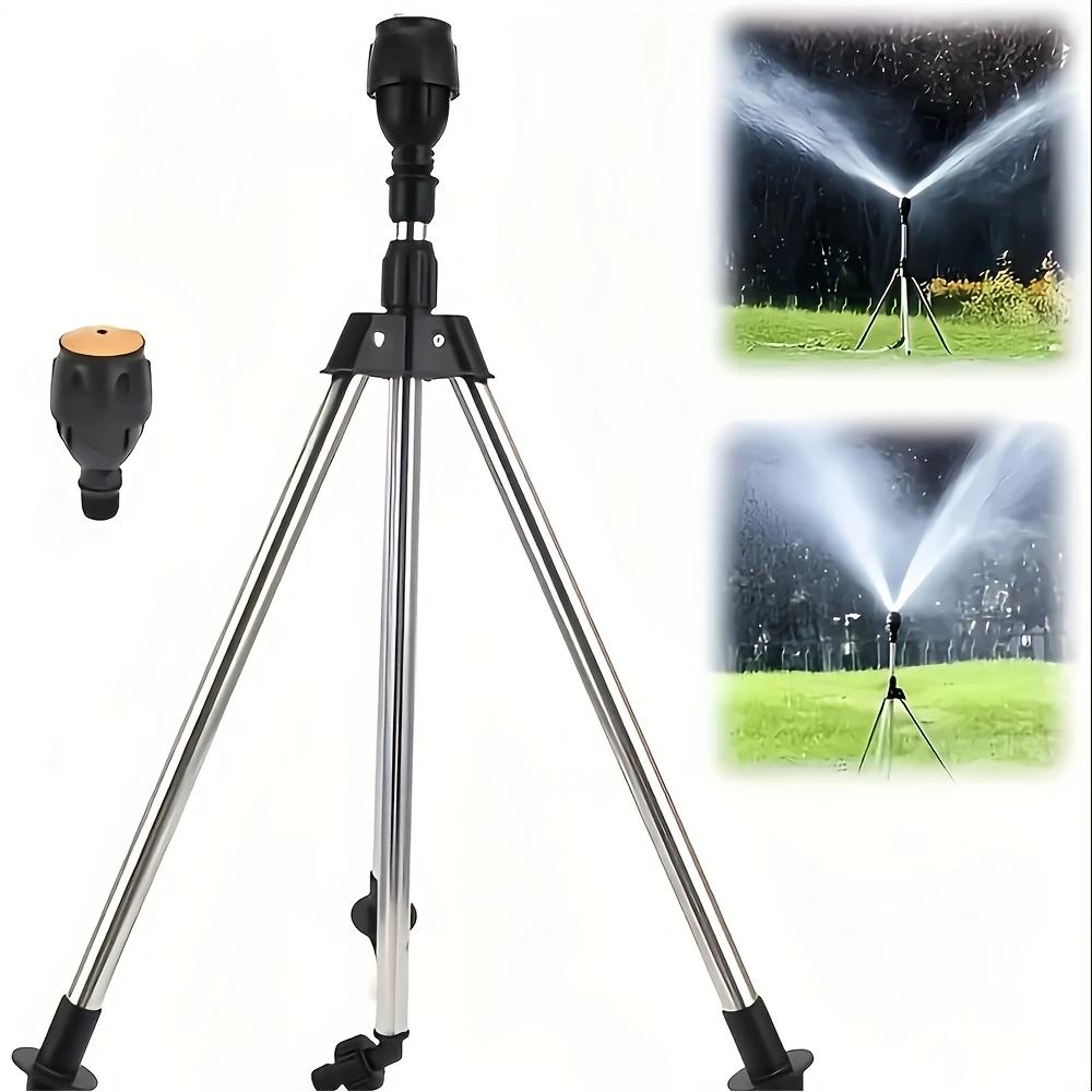 360° Rotating Tripod Sprinkler for Lawn/Garden, Double-Sided Coverage, Telescoping Design Sprinkler