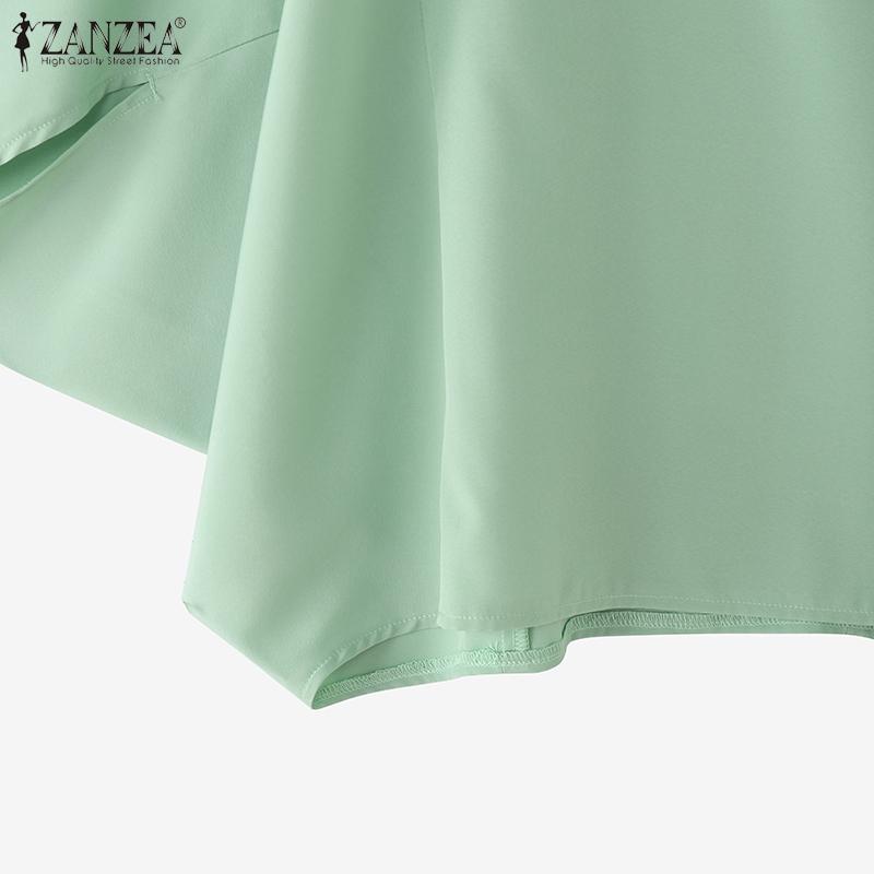 ZANZEA Bluză lejeră cu mâneci 3/4 pentru femei, cu gât rotund