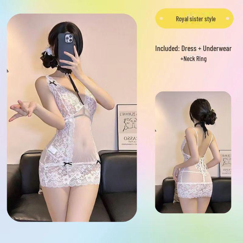 

Ночная рубашка и комплект нижнего белья с глубоким V-образным вырезом и кружевом Temptation One Size