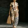 TEMU Popular Digital Printing Summer Daily Shopping Casual Short-sleeved V-neck Top Trousers Women's Suit Large Size