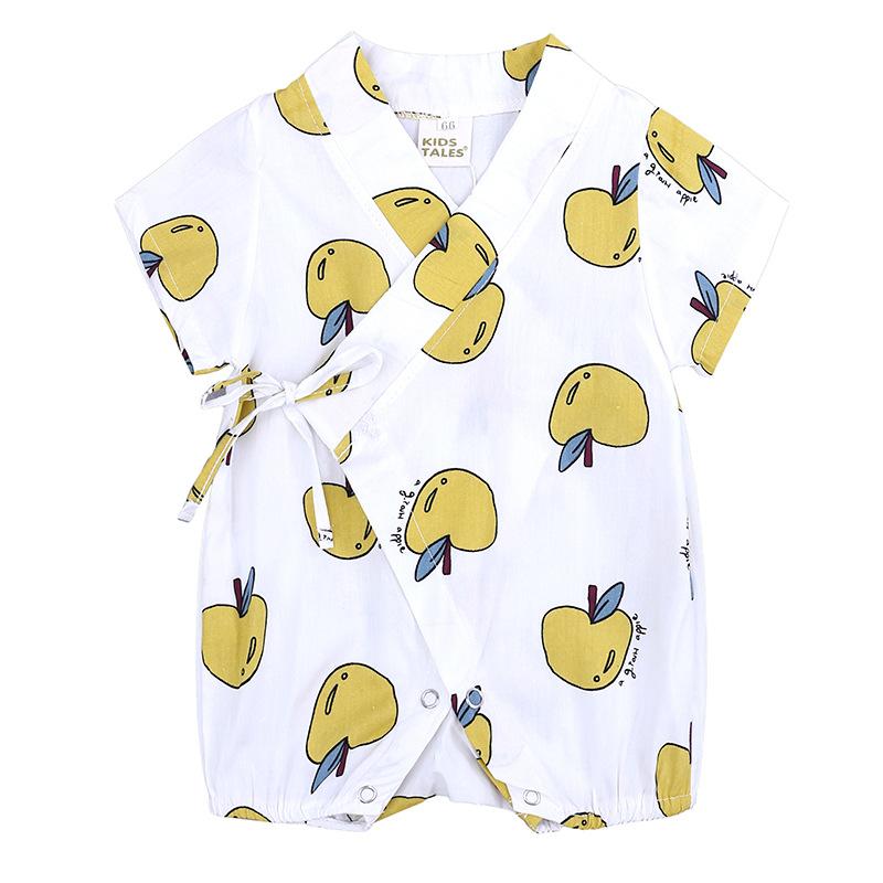 KIDDIEZOOM Summer Infant Toddler Newborn Baby Girls Lemon Printed Short Sleeve Bodysuit Casual Baby Boy Jumpsuit Clothes