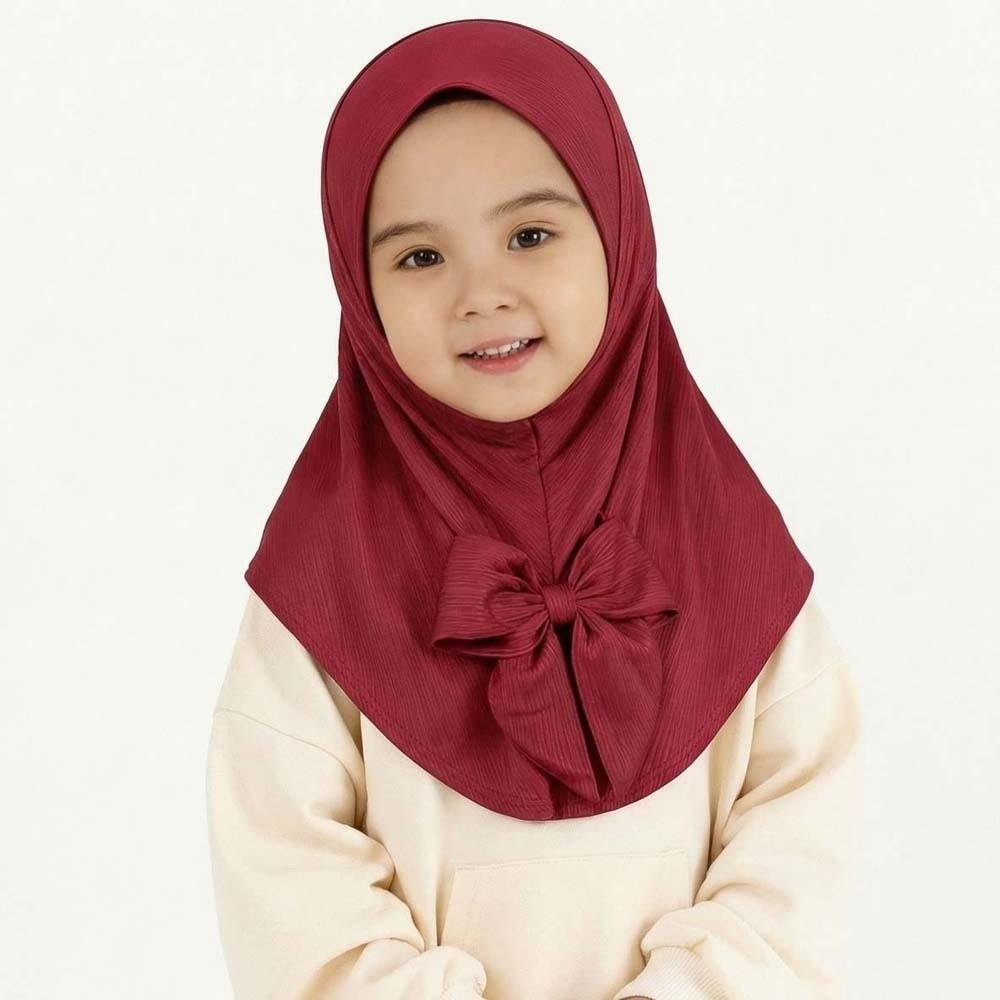 Pre-Stitched Design Kids Instant Hijab Breathable Ethnic Style Turban Traveling Abroad Essentials