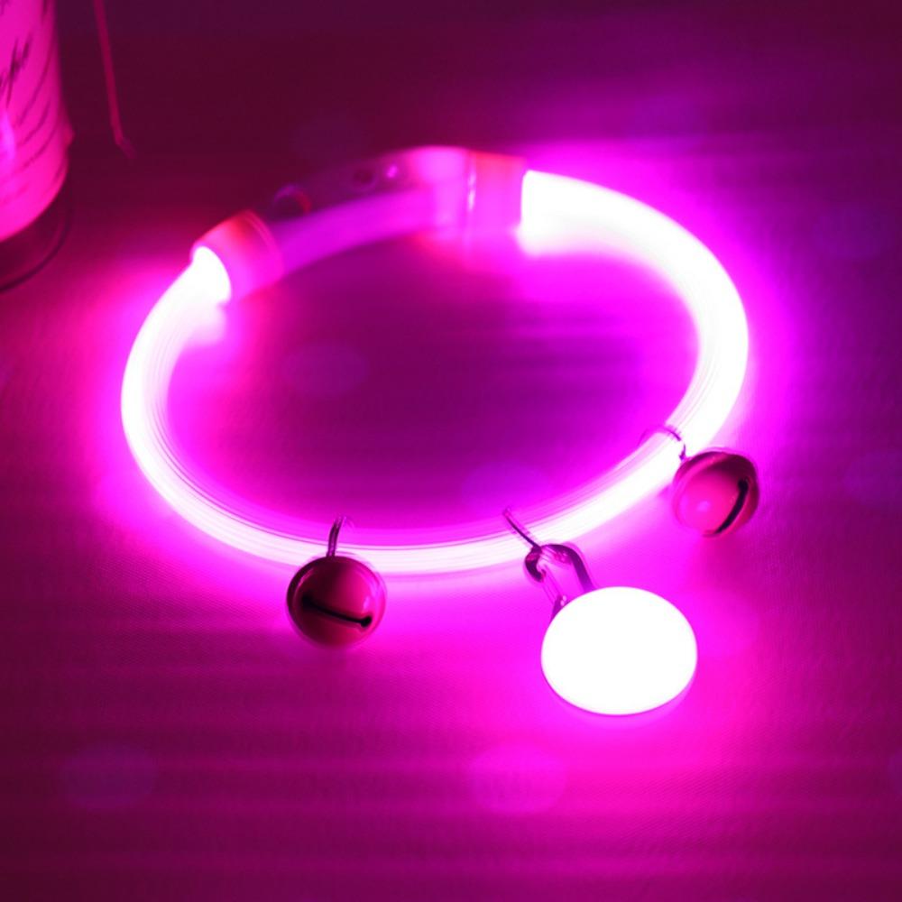

Multi-Color Light USB Rechargeable Collar Fiber Optic Material Luminous Dog Collar Night Safety length 65cm розовый