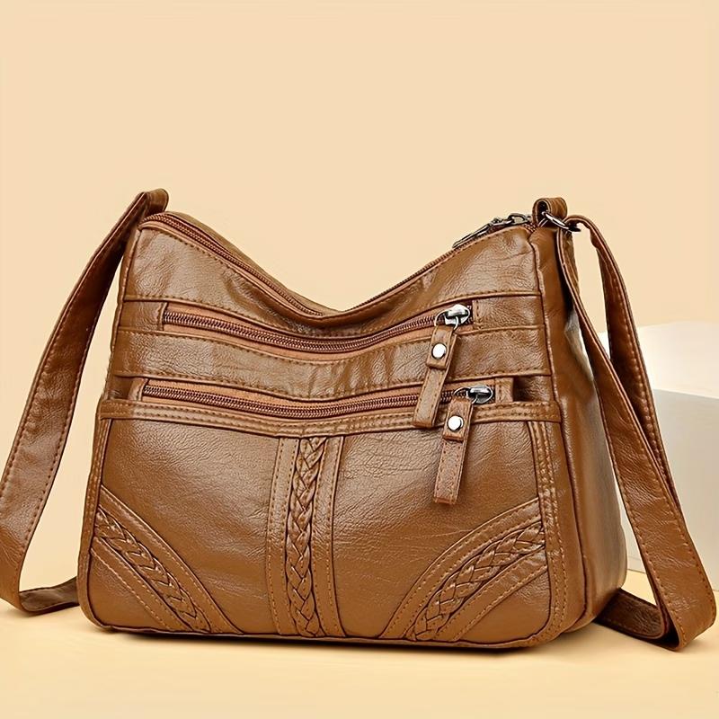 Adjustable Strap Soft Leather Hobo Bag, Multi- Casual Crossbody Shoulder Purse for Women Daily Use
