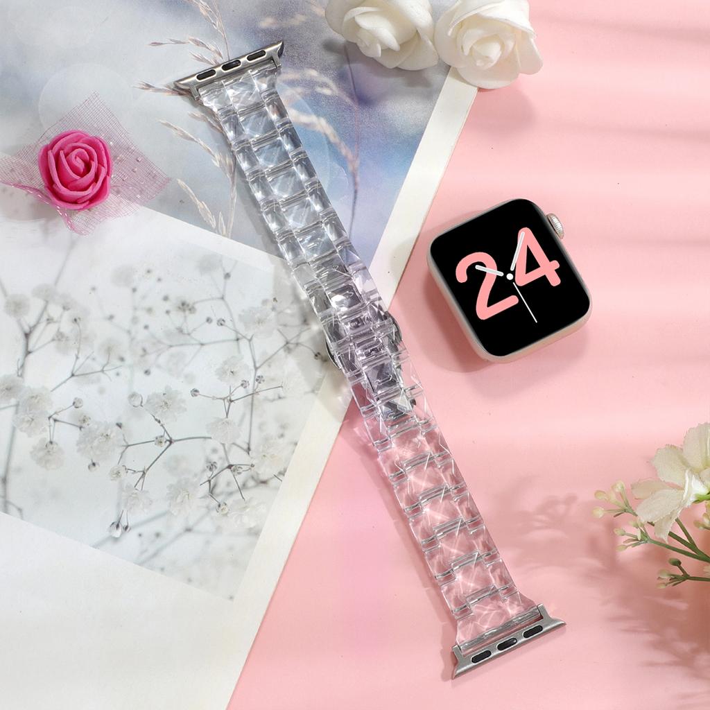 Transparent Laser Strap for Apple Watch Band 44mm 45 42 40 38 41 49mm Glacier Strap Wristband for iWatch Series 9 8 SE 7 6 5 4 3