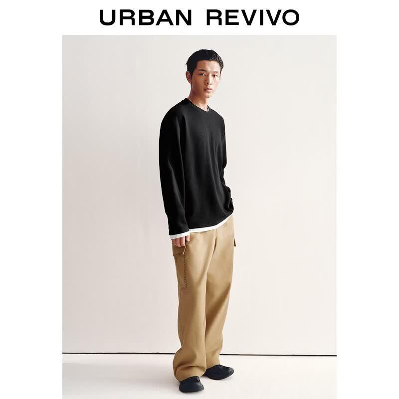 UR 2026 Men s Color Block Faux Two-Piece Long Sleeve T-Shirt S
