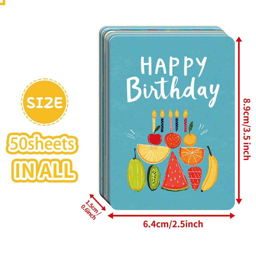 50 Pcs Creative Birthday Decorative Cards - Party Atmosphere Decoration, Blessing Greeting Cards, Scrapbook Sticker Set