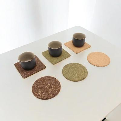 Round Cork Coaster for Coffee Non-slip and Heatproof Heat Insulation Cup Mat  Natural Wood Accessory Kitchen Countertop