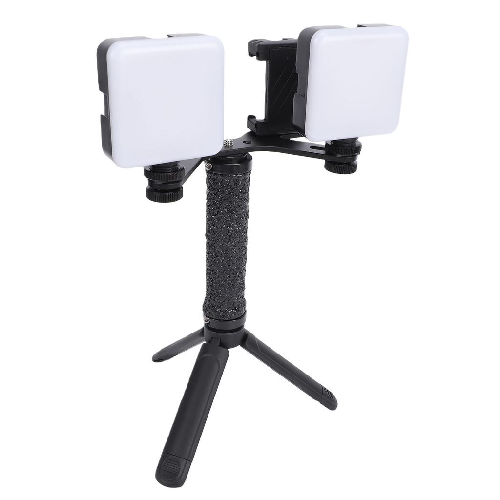 2PCS Video Light 5600K Dimmable Phone Mount Selfie Light Portable Photography Lighting with Stand for Vlogging Recording