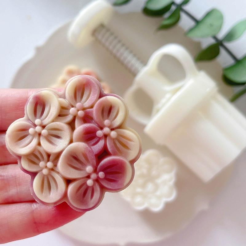 Plastic Mooncake Molds DIY Mooncake Stamps Osmanthus Shaped Baking Moulds Pastry Gadgets 3 Sizes for Mid-Autumn Festival