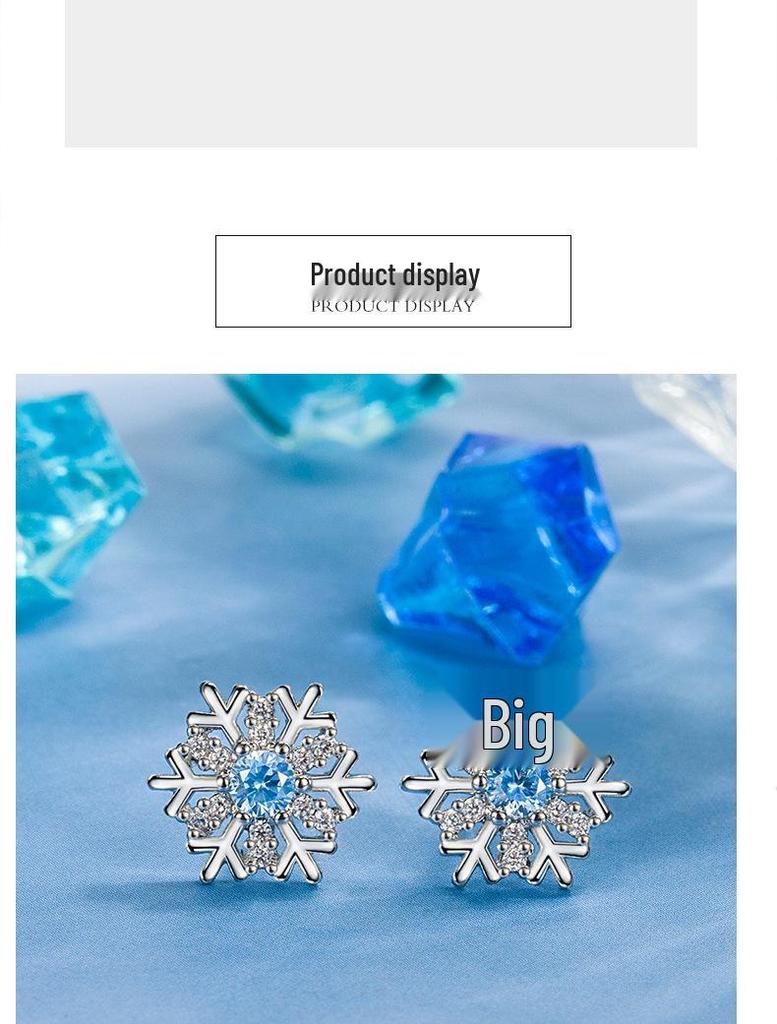 Elegante Schneeflocken-Ohrstecker mit blauem Zirkon für Damen - Vielseitiges und liebliches Weihnachtsgeschenk