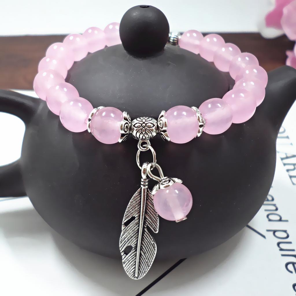 Amethyst Chalcedony Bracelet, Women's Diamond Bell Bracelet, Pendant, Bracelet, Handmade Beaded Jewelry