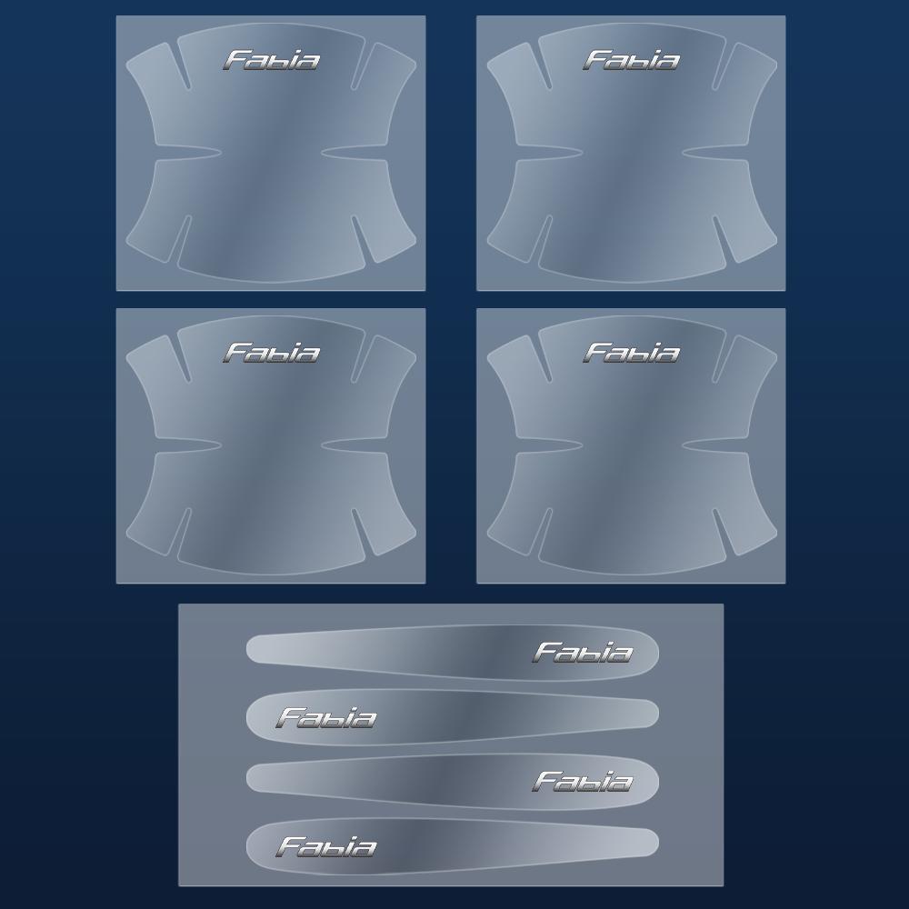 NADH5 8PCS Car Door Handle Cup Protector Stickers Protection Film Accessories For Skoda VRS Fabia Rapid Superb Octavia Kodiaq Scala A5