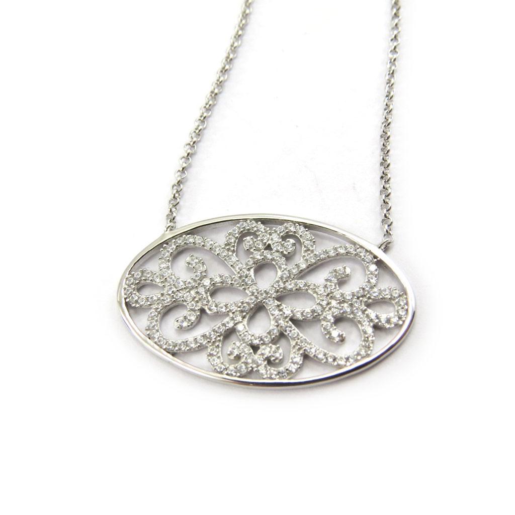 Les Trésors De Lily [L7422] - White 'Sissi' Silver Necklace