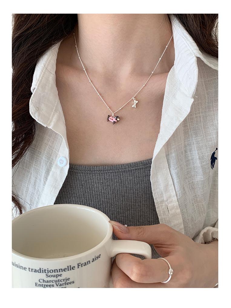 Cute Puppy Collarbone Necklace - Women's Trendy Cartoon Design, Childlike and Versatile Fashion Style