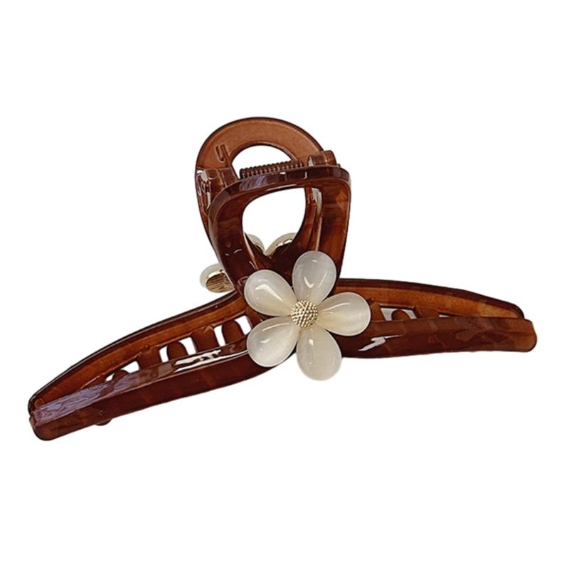 Opal Flower Hair Claw Simple Ponytail Catch Barrettes Strong Hold Hairpin