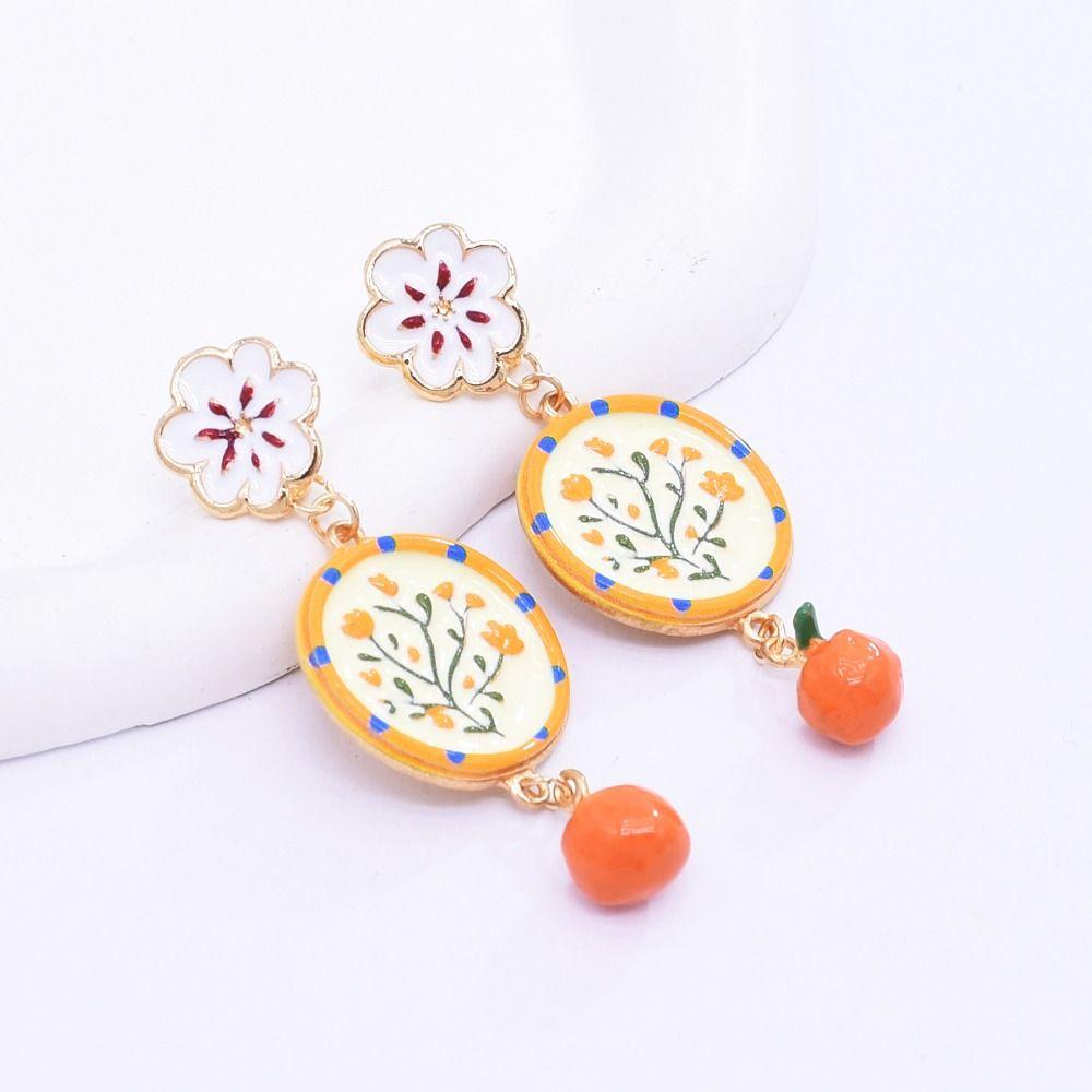 Painting Enamel Flower Dangle Earrings Charm Bohemian Dangle Earring Party