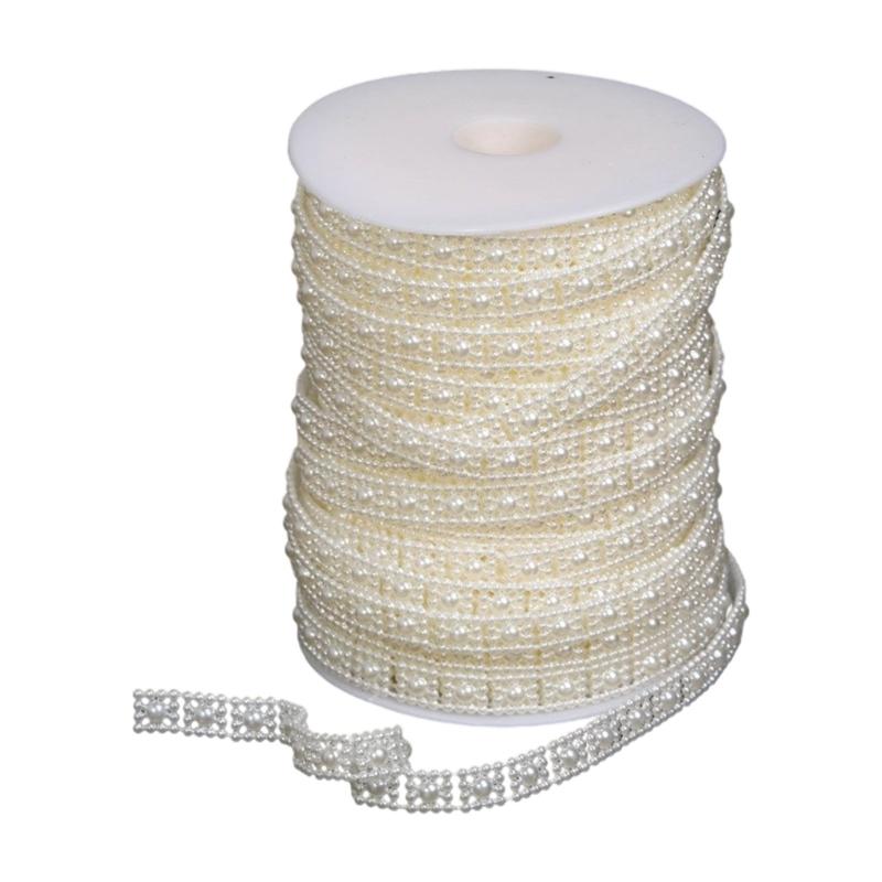Imitation Pearls String Beads Chain for Art Craft 25M Artificial Pearls Beads Chain for Bridals Dress Wedding Decoration