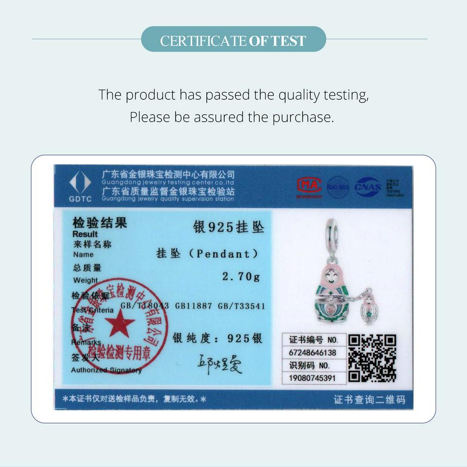 BAMOER Solid 925 Silver Matryoshka Doll Charm Bead fit Original Bracelet & Necklaces Jewelry DIY bamoer Charm SCC2901