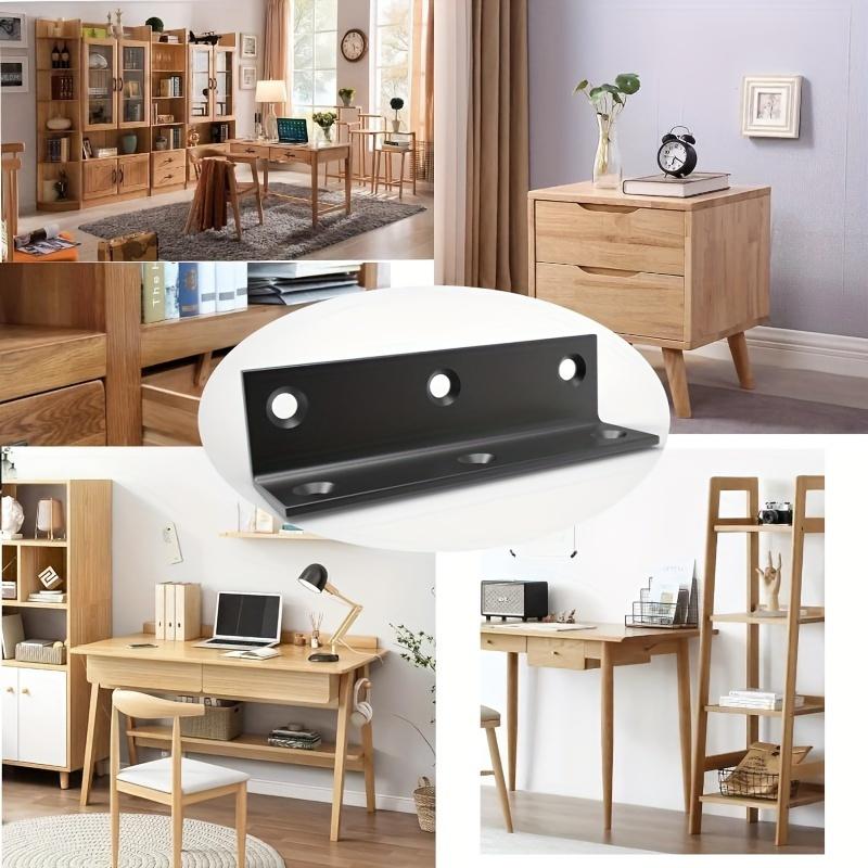 Équerre en L, protecteur d'angle robuste, équerre d'angle en acier inoxydable, grande équerre noire, support bois-métal