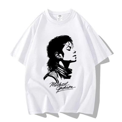 New 2026 Black and White Interlaced Portrait Painting By Kil Jackson Pure Cotton Tshirt Highquality Streetwear Summer Tops