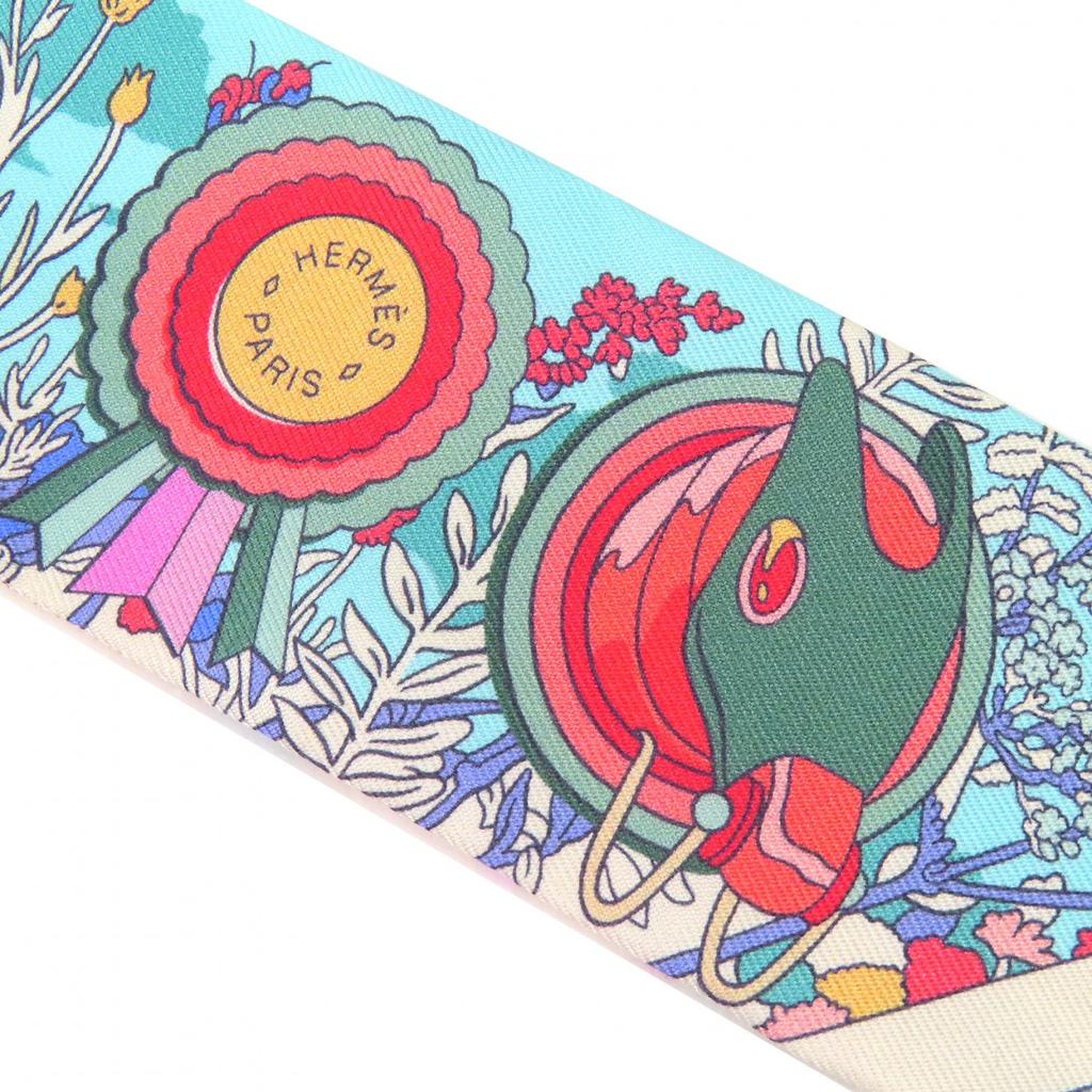 Pristine HERMES scarf Twilly Pony Pit Stop silk Women Used