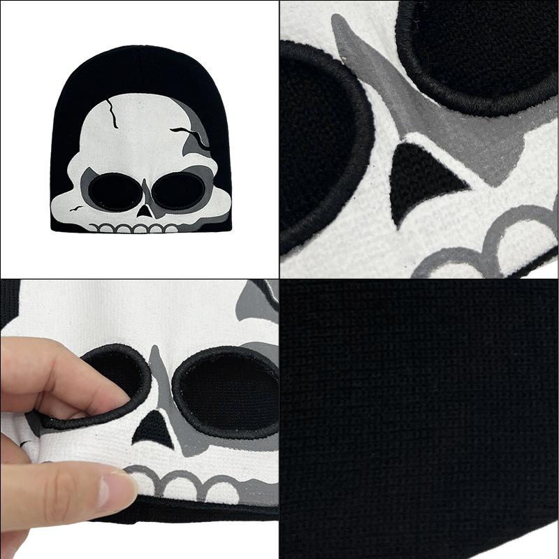 Winter Halloween Funny Pullover Hat Male Skull Head Luminous Wool Hat Female Alien Warm Knitted Hat