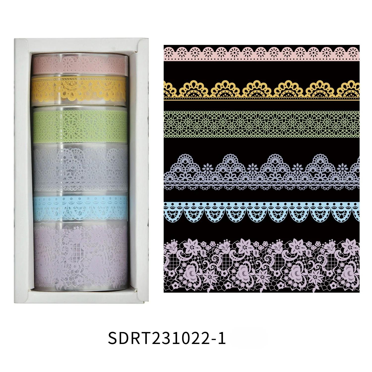 

6 Rolls Retro Lace PET Washi Tape Diary Decoration Adhesiva Decorativa Scrapbooking Supplies