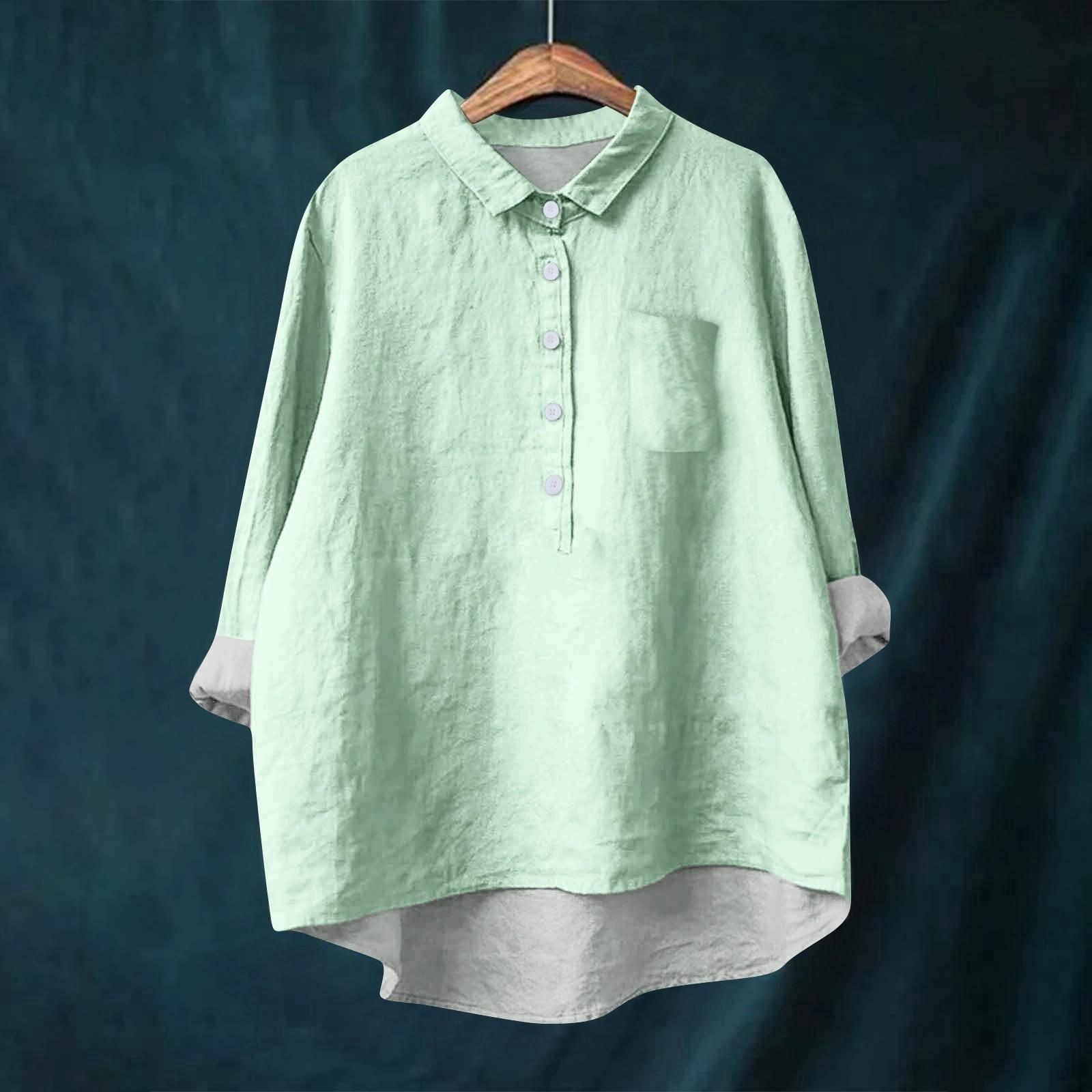 Женская рубашка-блузка с длинными рукавами и пуговицами — фото 7