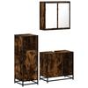3 Piece Bathroom Furniture Set Smoked Oak Wood Based Material