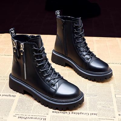 Martin Boots Women's Shoes New Boots Thin British Style Autumn and Winter Velvet Short Boots