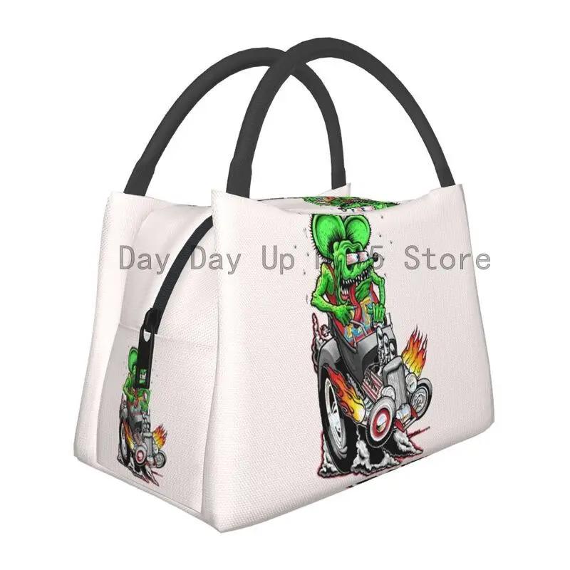 Ratfink Ride Insulated Lunch Bags for School Office Rat Fink Waterproof Thermal Cooler Bento Box Women Lunchbag
