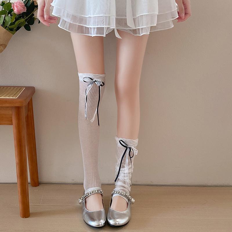 Bowknot Sleeves Bubble Socks Ballet Sleeves Thin Sweet Chic Lolita Calf Socks
