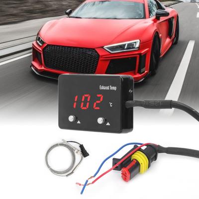 Car Exhaust Gas Temp Gauge Meter Red LED Digital Display Universal for 12V Vehicle