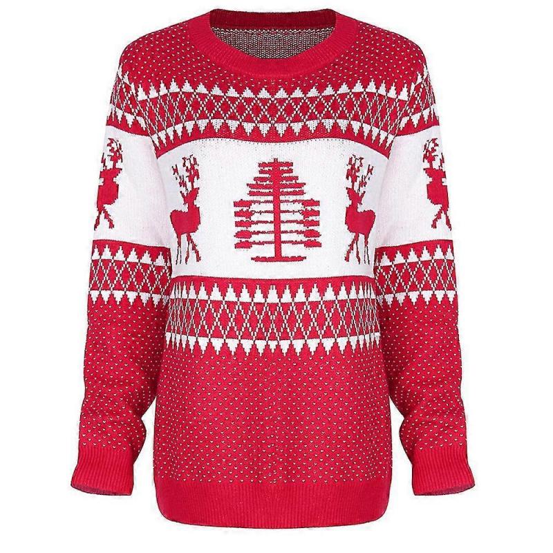 Christmas Sweater Woman Christmas Tree Deer Warm Sweater Knitted O-neck Sweater