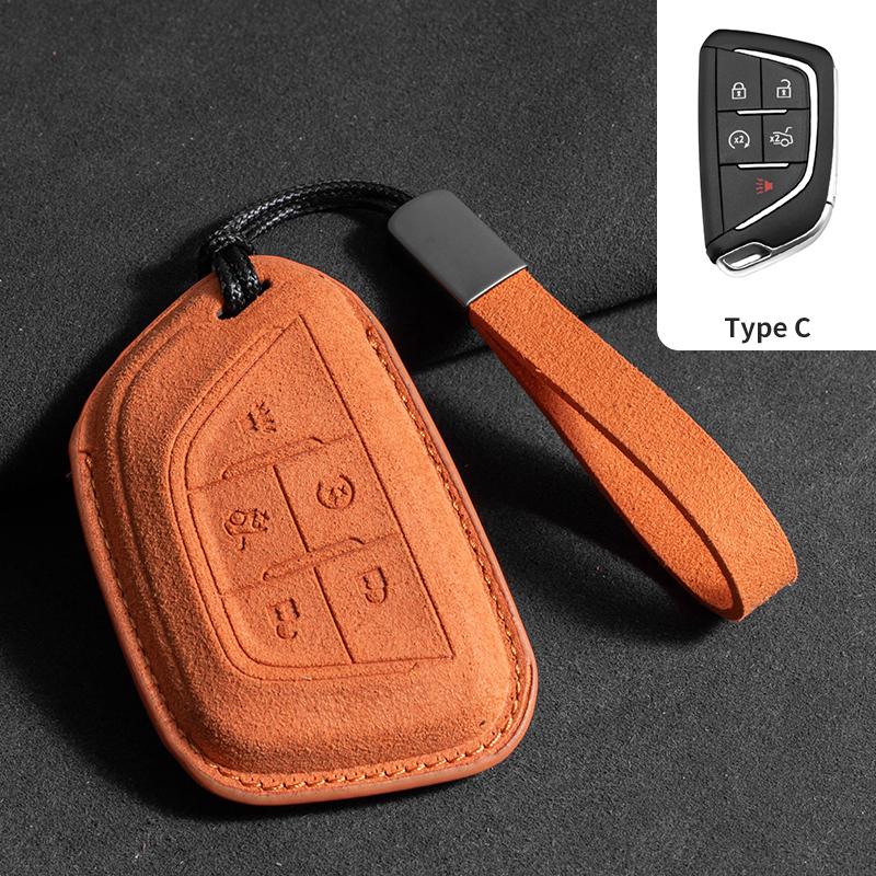 Suede Car Key Case Cover For Cadillac Escalade ESV SRX STS XT4 CT4 CT5 ATS CT6 CTS DTS XT5 Car Key Protective Shell Accessories